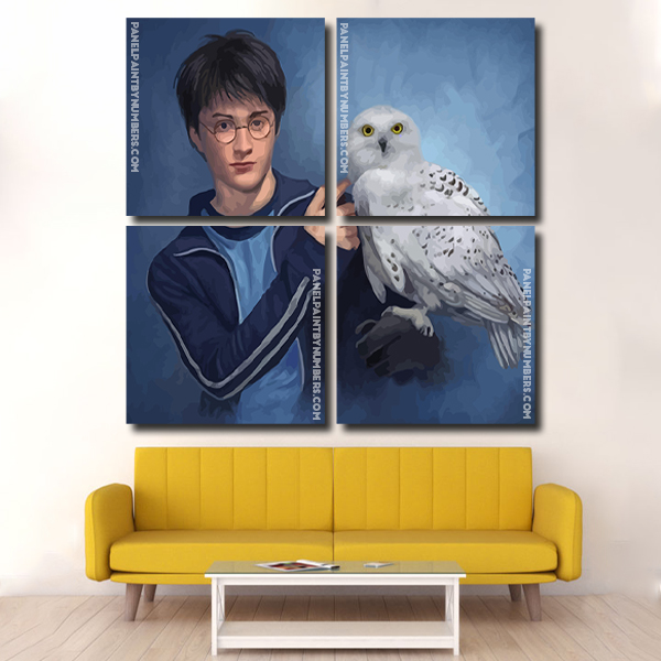 Harry Potter An His White Owl - Square Panels Paint By Number - Panel paint  by numbers